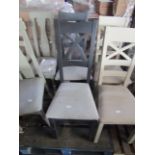 Oak Furnitureland Highgate Blue Painted Chair with Plain Grey Fabric Seat (Pair) RRP 340About the