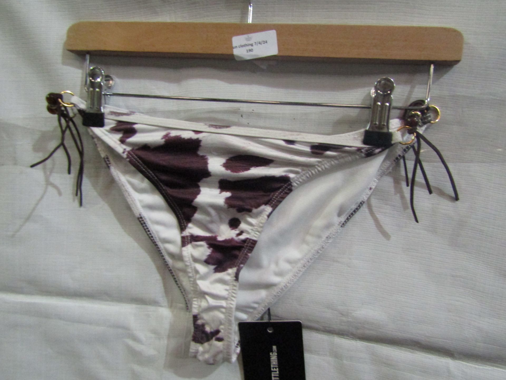 2x Pretty Little Thing Brown Cow Print Beaded Tie Bikini "s- Size 8, New & Packaged.