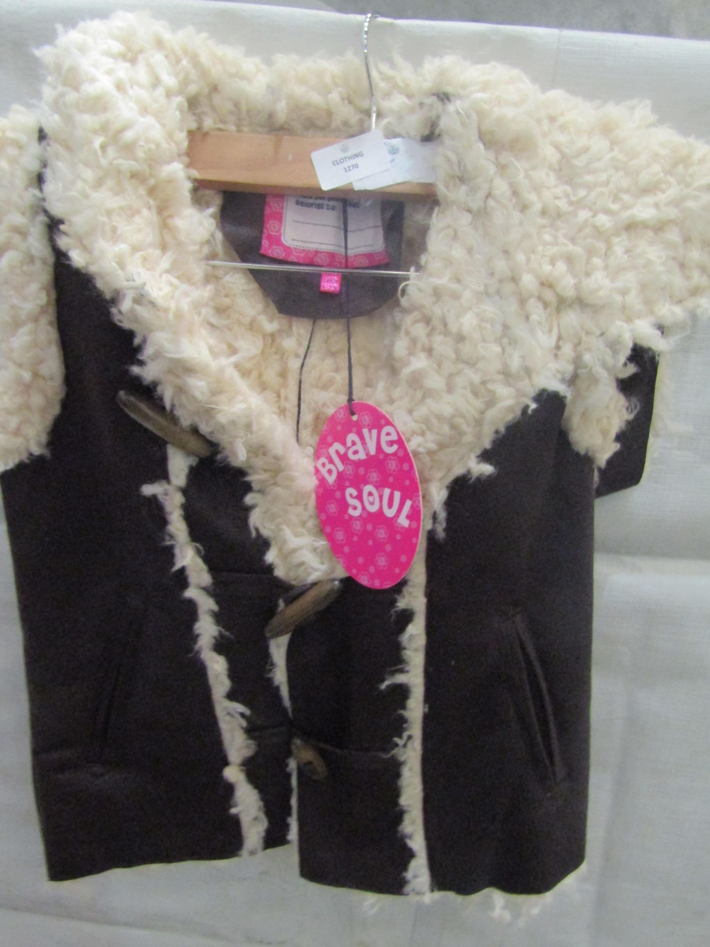 Brave Soul Suede Style Body Warmer With Faux Fur Aged 11/12yrs New With Tags