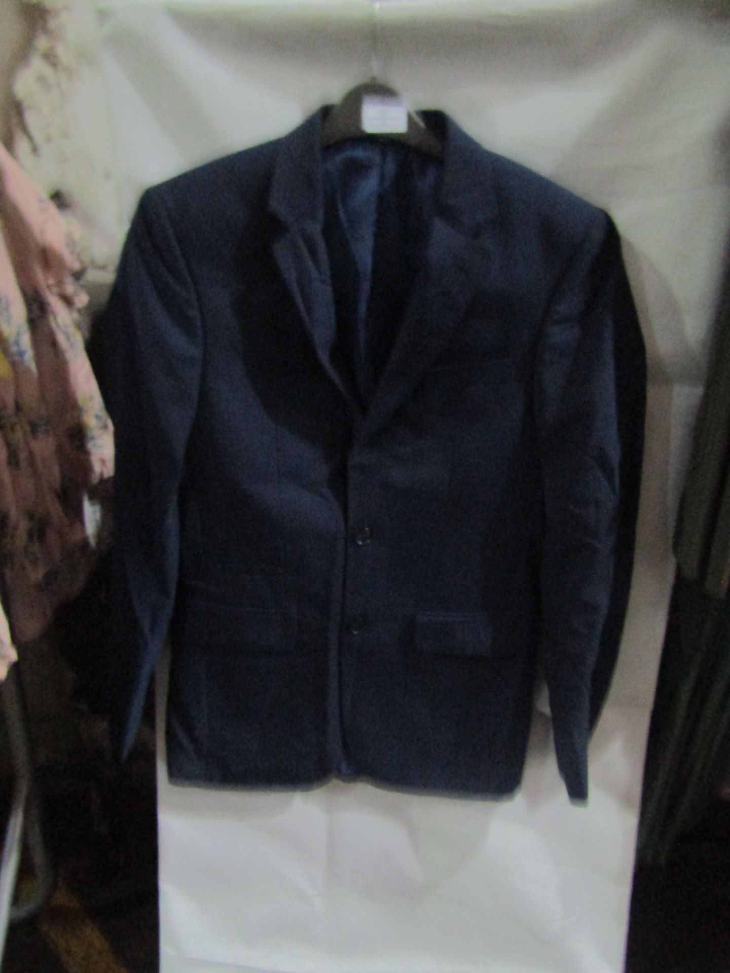 M&S Mens Navy Tailored Fit Performance Suit Jacket, Size: Chest 36" M- Good Condition.