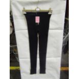 2x Pretty Little Thing Shape Black Colour Ribbed Split Hem Leggings - Size Medium, New & Packaged.