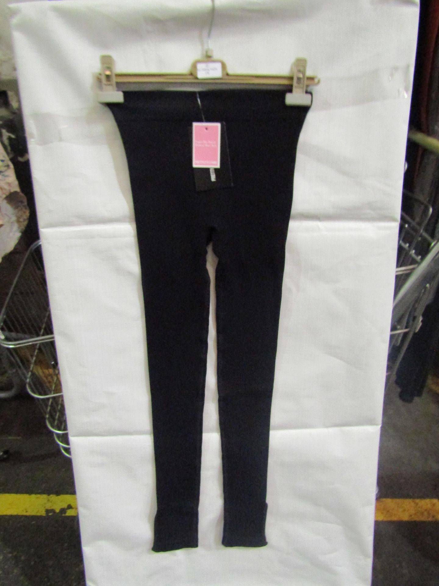 2x Pretty Little Thing Shape Black Colour Ribbed Split Hem Leggings - Size Medium, New & Packaged.