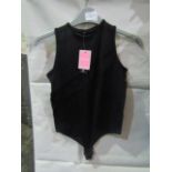 PrettyLittleThing Shape Black Stretch Seamless Sleevless Bodysuit, Size: S - Good Condition With