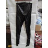 5x Pretty Little Thing Shape Black Faux Leather Lace Insert Leggings, Size 12, New & Packaged.