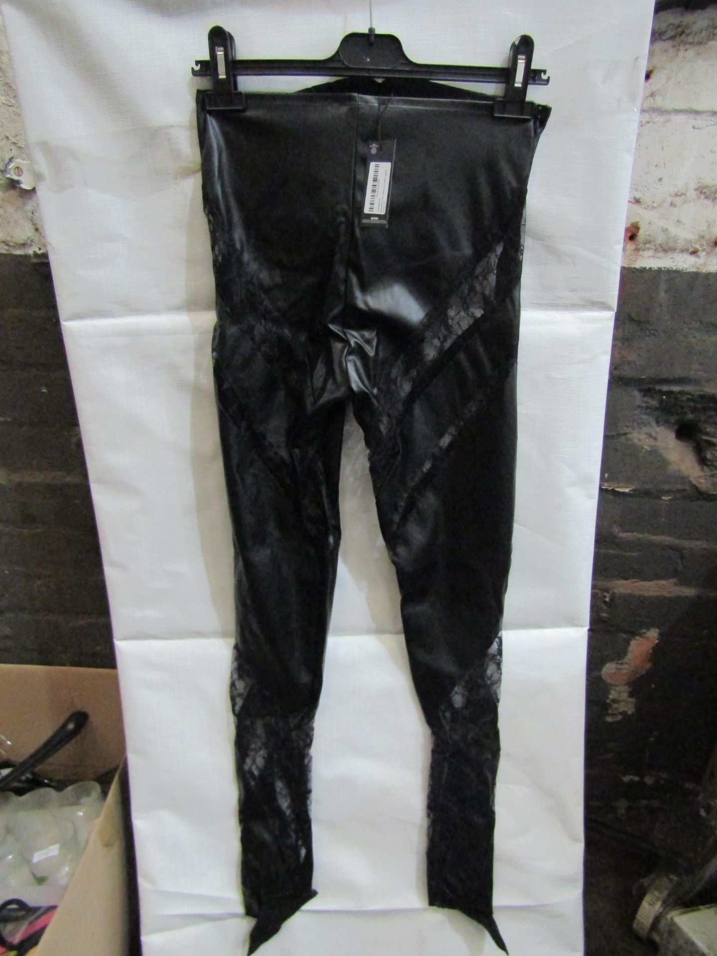 5x PrettyLittleThing Shape Black Faux Leather Insert Leggings, Size: 6 - New & Packaged.