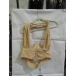 4x Pretty Little Thing Oatmeal Linen Look Cross Front Corset- Size 12, New & Packaged.