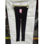 2x Pretty Little Thing Shape Black Colour Ribbed Split Hem Leggings - Size Medium, New & Packaged.