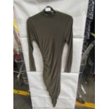 Missguided High Neck Cut Out Midaxi Dress, Slinky, Khaki - Size 6, New & Packaged.