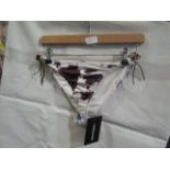 5x Pretty Little Thing Brown Cow Print Beaded Tie Bikini"s - Size 8, New & Packaged.