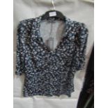 Principles Polo Neck Slinky Top Blue, Size: 16 - Good Condition.