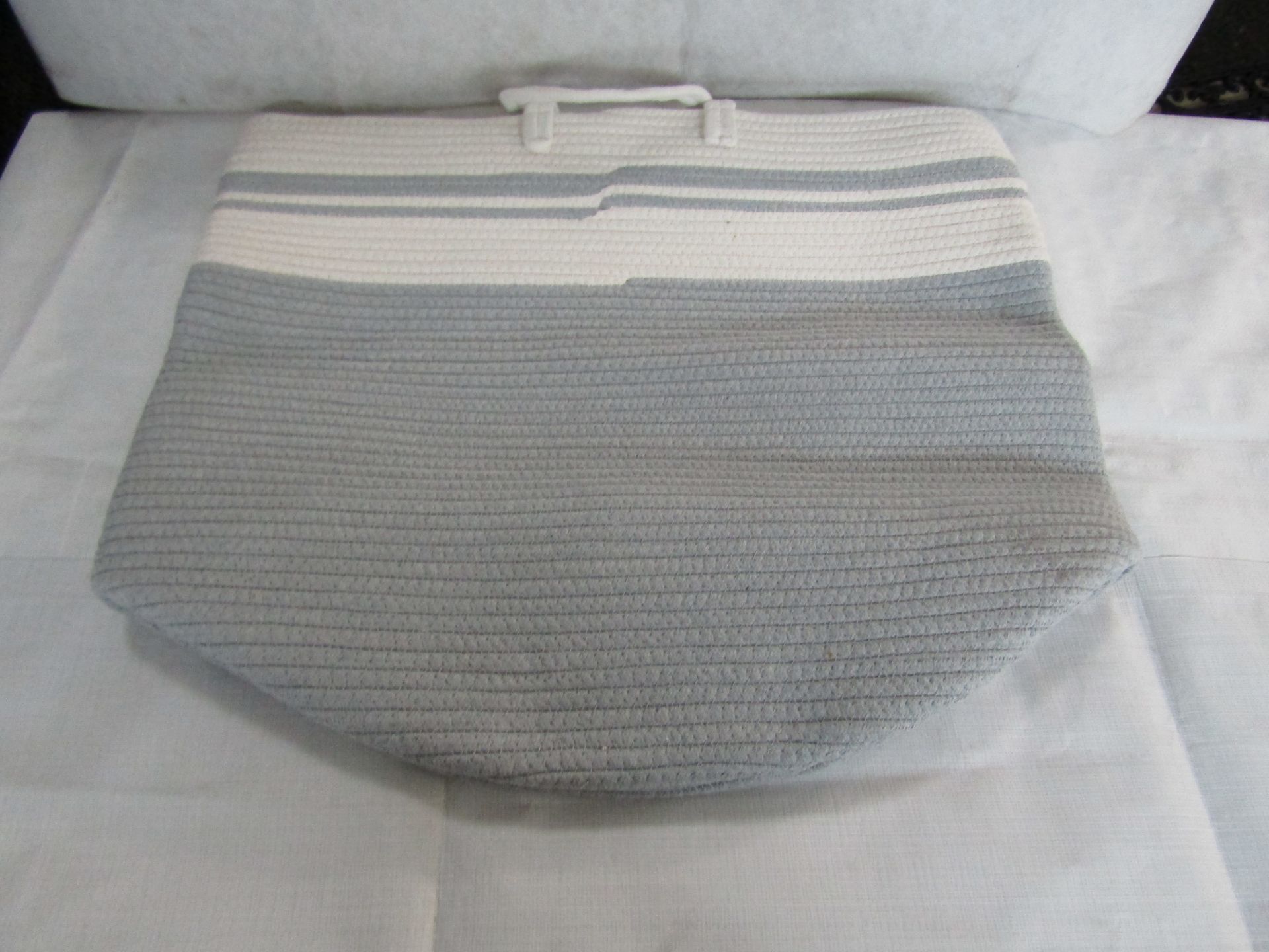 Asab - Large White & Grey Woven Laundry Basket - Good Condition.