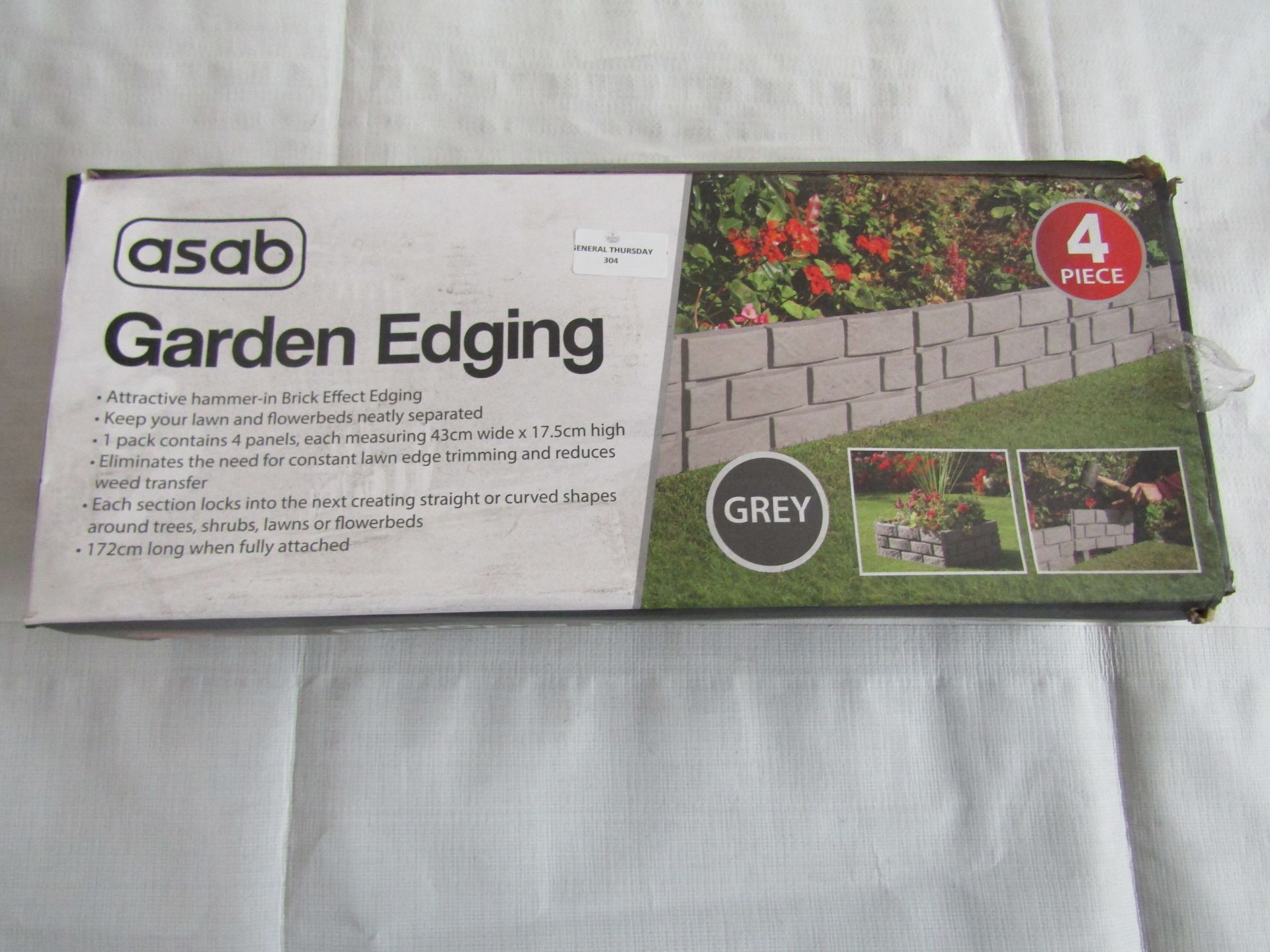 Asab - 4-Piece Grey Brick Effect Garden Edging - Boxed.