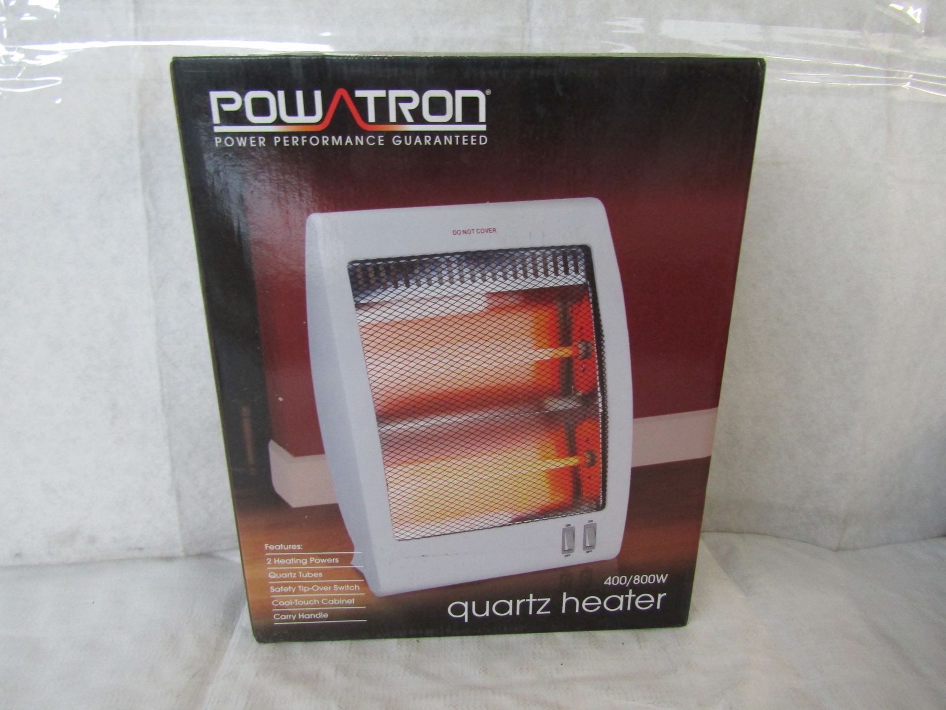 Powatron - Electric Halogen Quartz Heater 800w - Untested & Boxed.