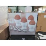 2x Sets of 4 egg cups and spoon sets, unchecked but look unused