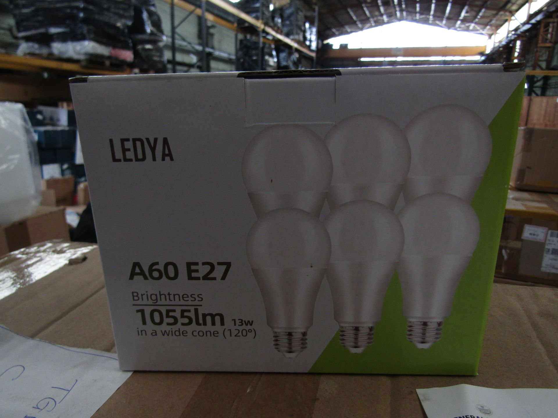 2x Boxes of 6 Ledya A60 E27 13w warm white light bulbs, new