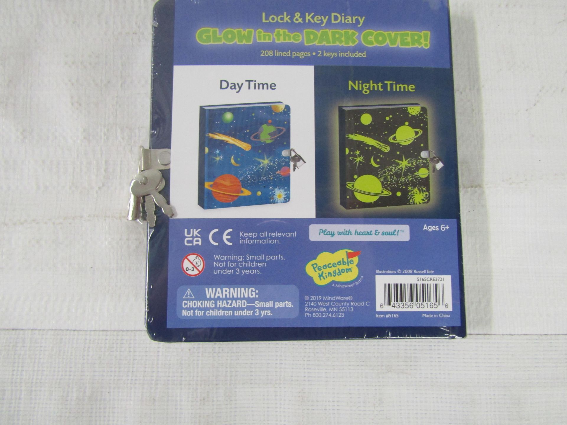 5x Peaceable Kingdom - Deep Space Glow-In-The-Dark Lockable Diary - New & Packaged