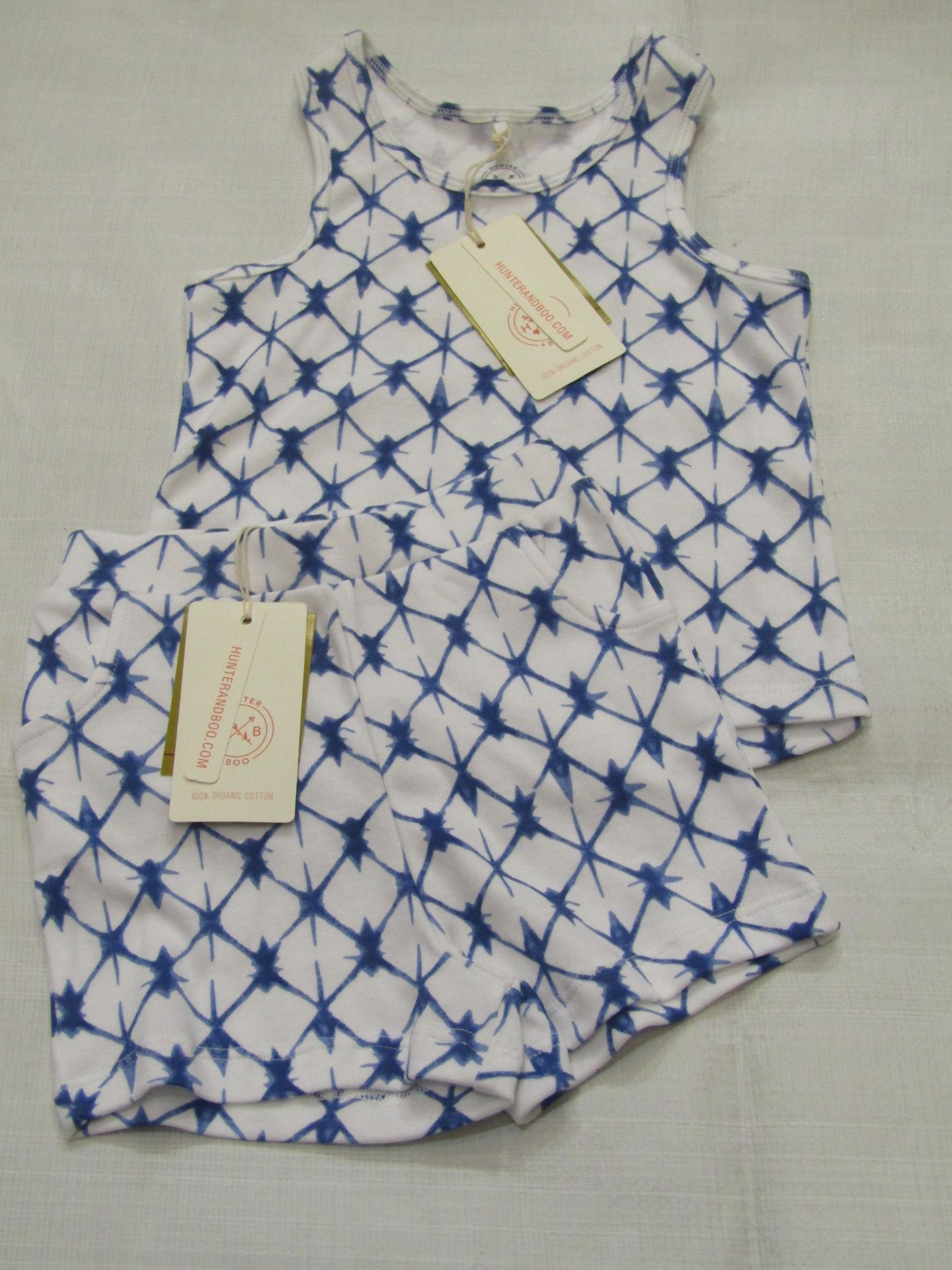 Hunter & Boo Shibori Blue Vest & Shorts Aged 12-24 Months New & Packaged RRP œ13 Each