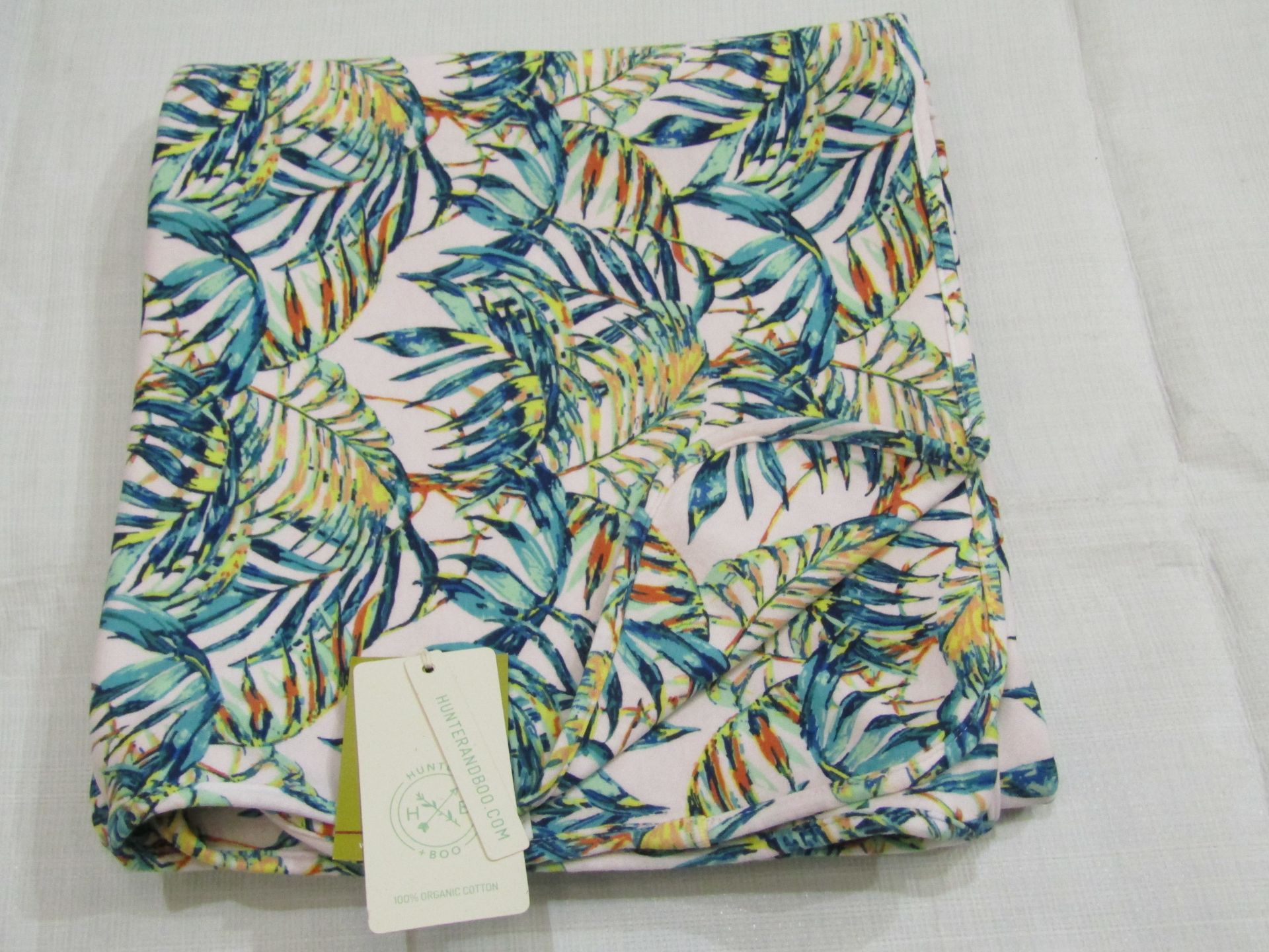 Hunter & Boo Palawan Print Blanket 100% Organic Cotton Approx Size 120 X 90 CM New & Packaged RRP