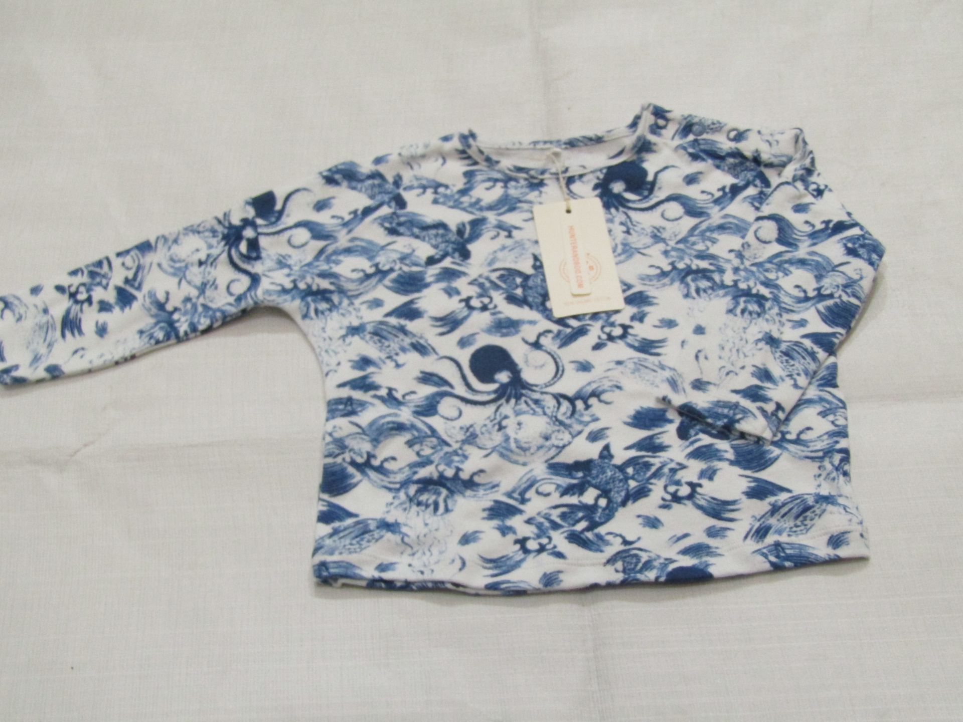 2 X Hunter & Boo Kayio Print Long Sleeve Tops Blue/White Aged 18-24 Months New & Packaged RRP œ13