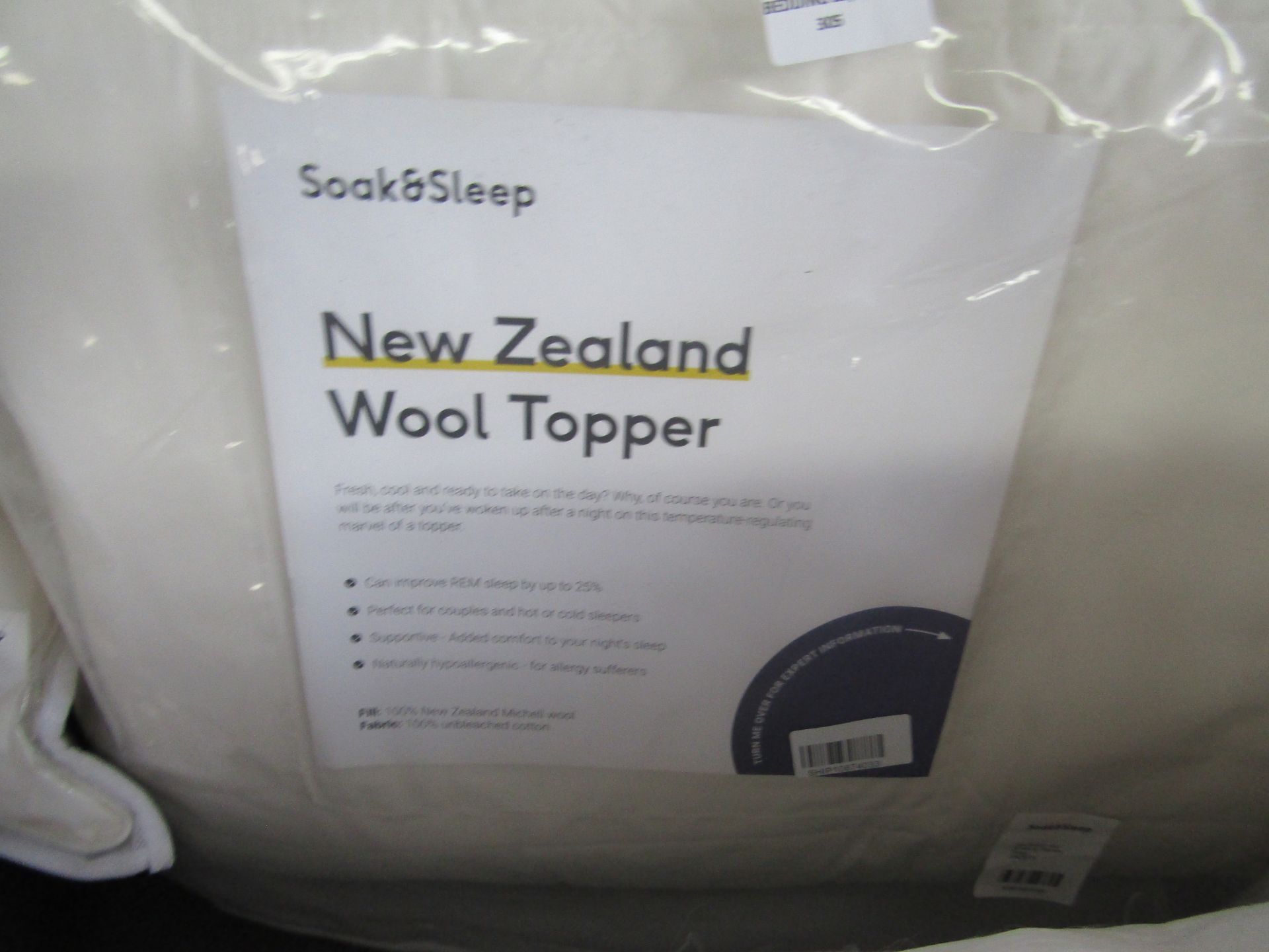 Soak & Sleep Soak & Sleep New Zealand Wool Superking Mattress Topper RRP 170 A natural way to help - Image 2 of 2