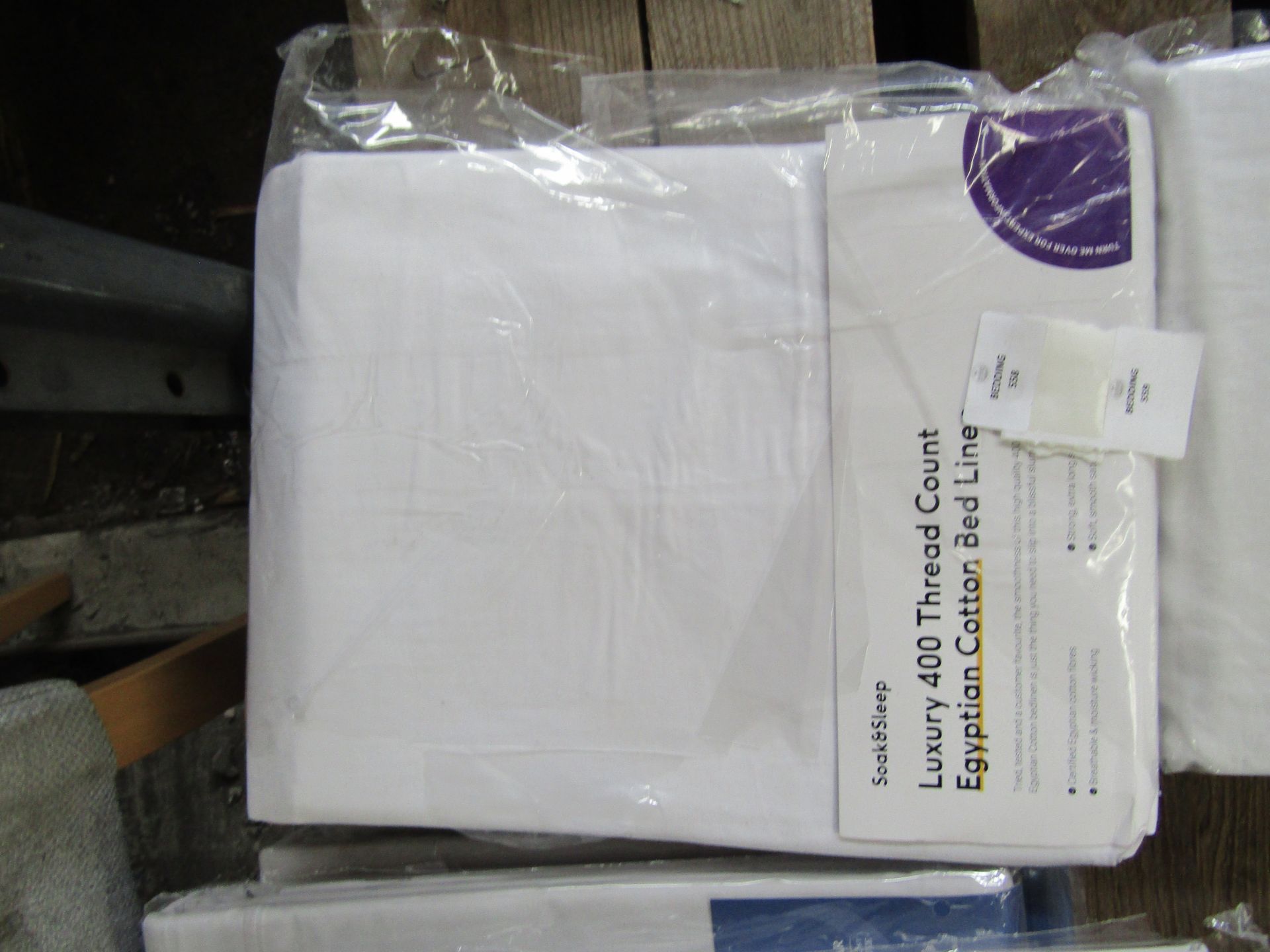Soak & Sleep Soak & Sleep White 400TC Egyptian Cotton Double 30cm Fitted Sheet RRP 38 A Soak & Sleep - Image 2 of 2
