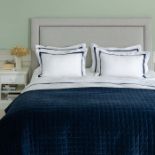 Soak & Sleep Soak & Sleep White/Navy 300TC Colour Border Cotton Single Flat Sheet RRP 17 Add