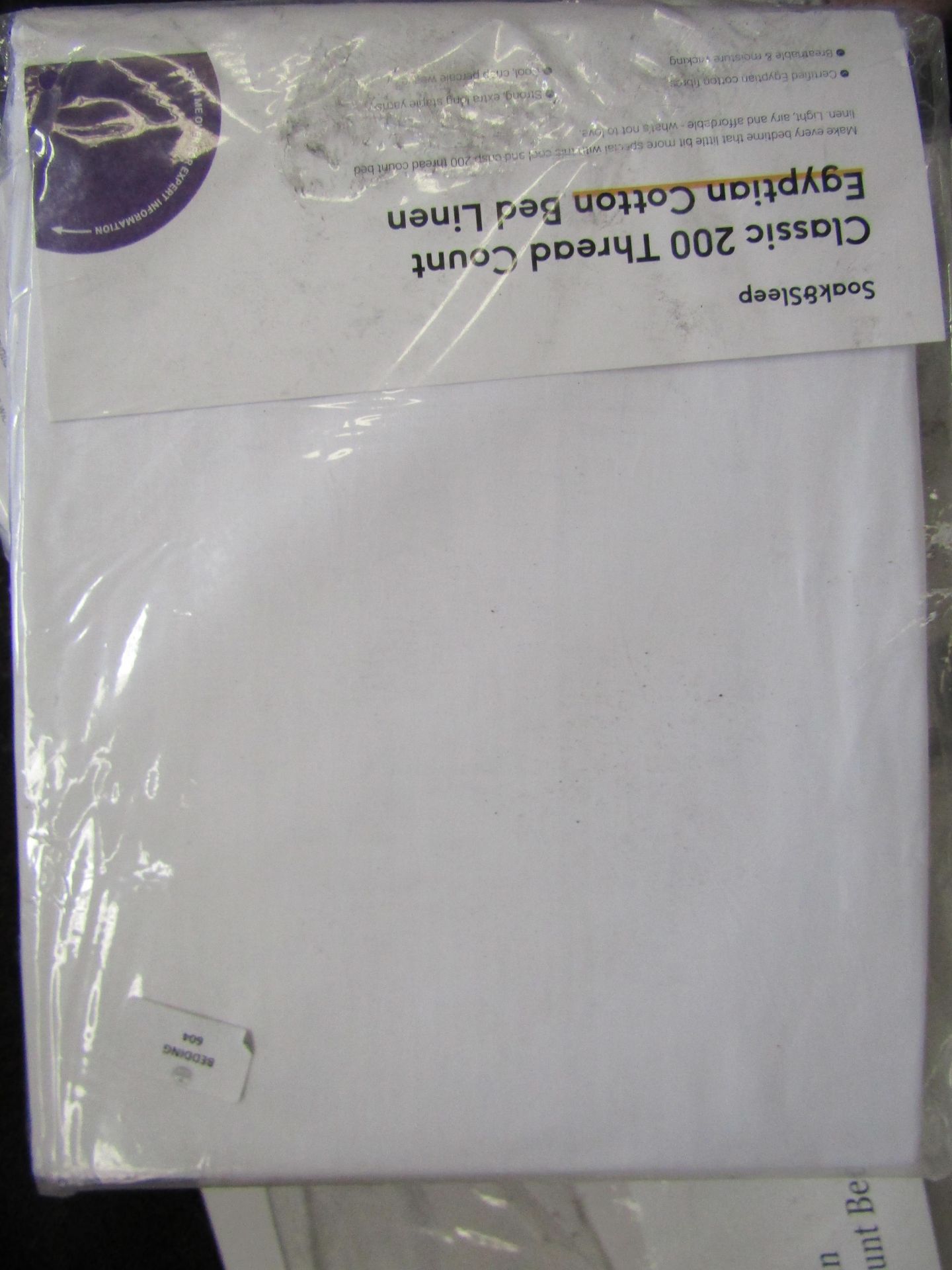 Soak & Sleep Soak & Sleep White 200TC Egyptian Cotton Double 40cm Fitted Sheet RRP 25 Enhance your - Image 2 of 2