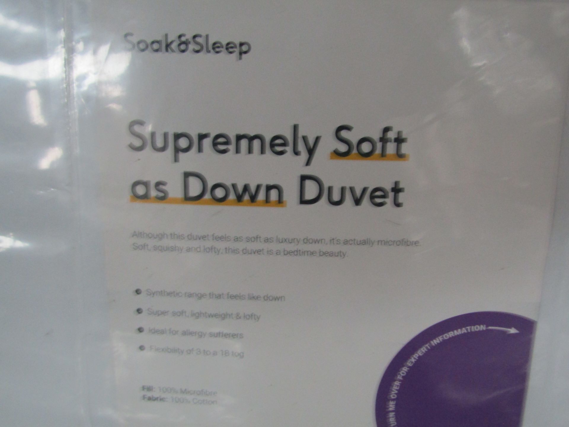 Soak & Sleep Supremely Soft As Down Duvet - Emperor - All Season RRP 188 Enjoy the luxurious - Image 2 of 2