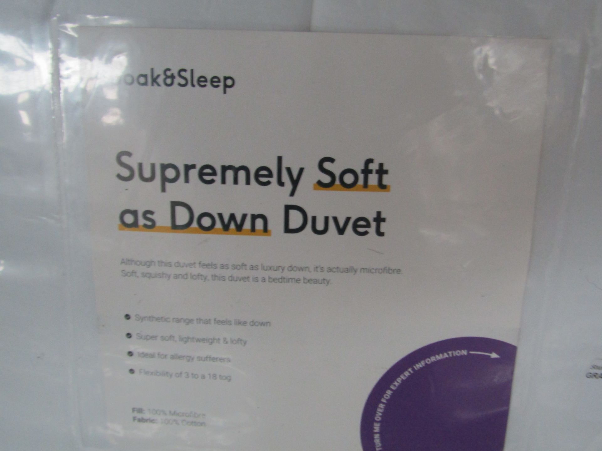 Soak & Sleep Supremely Soft As Down Duvet - Emperor - All Season RRP 188 Enjoy the luxurious - Image 2 of 2