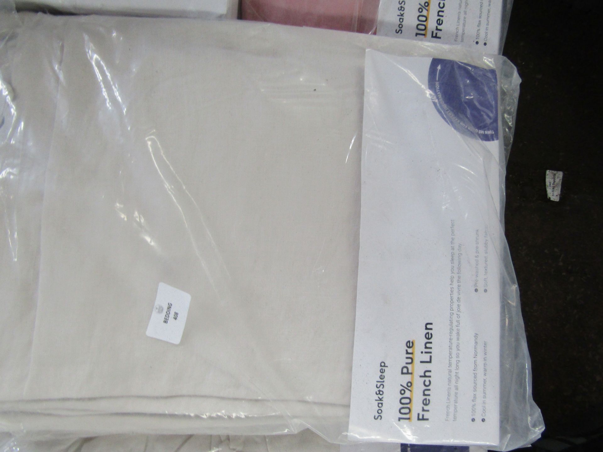 Soak & Sleep Soak & Sleep Natural French Linen Double Duvet Cover RRP 110 A Soak & Sleep classic, - Image 2 of 2