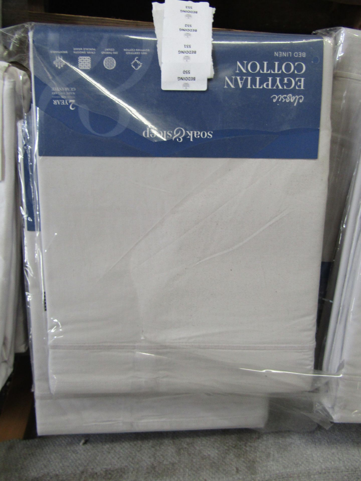 Soak & Sleep Soak & Sleep Silver Grey 200TC Egyptian Cotton Single Duvet Cover RRP 22 Enhance your - Image 2 of 2