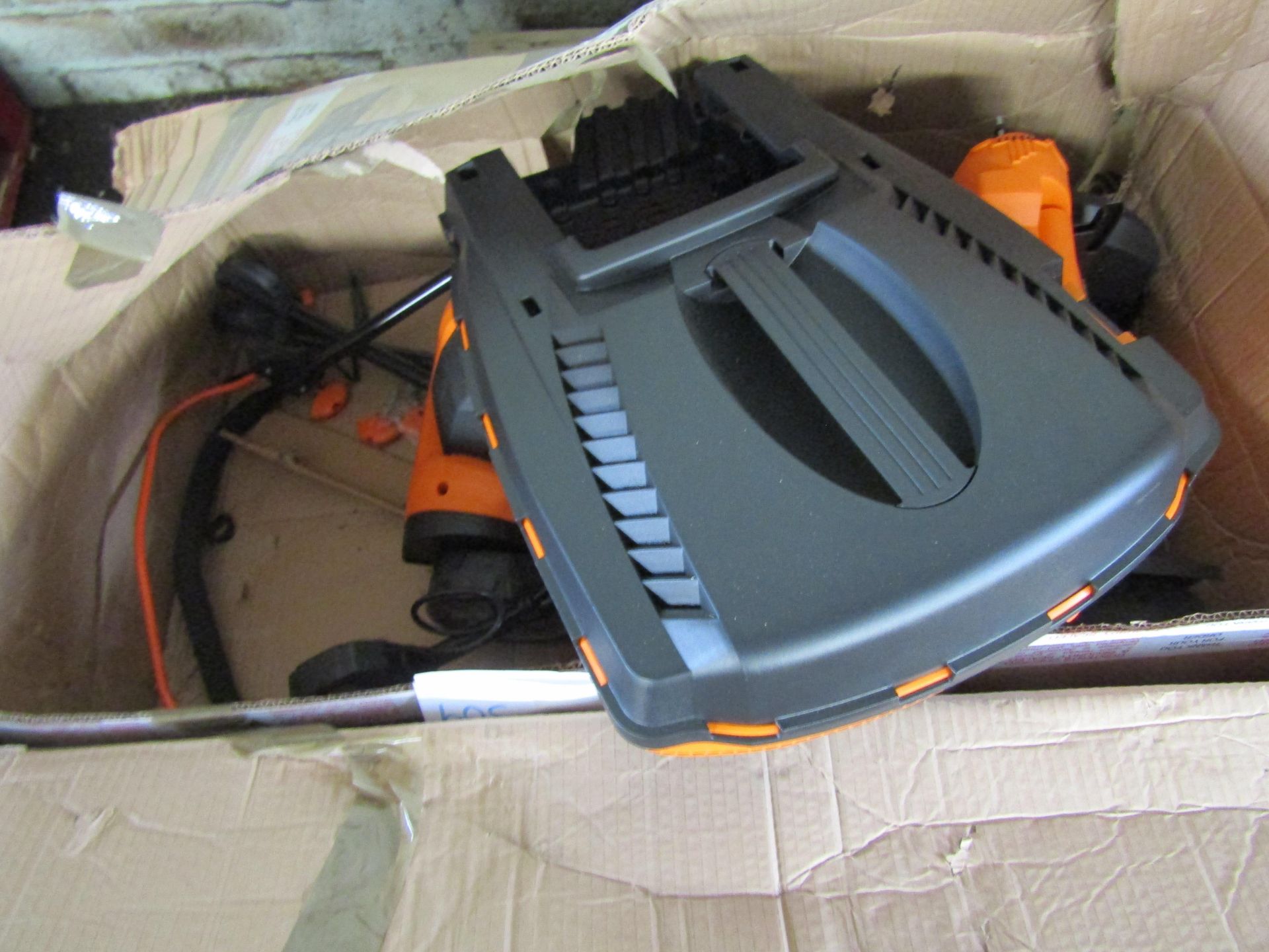 Lawn master 24V cordless lawn mower, missing charger and batteries.