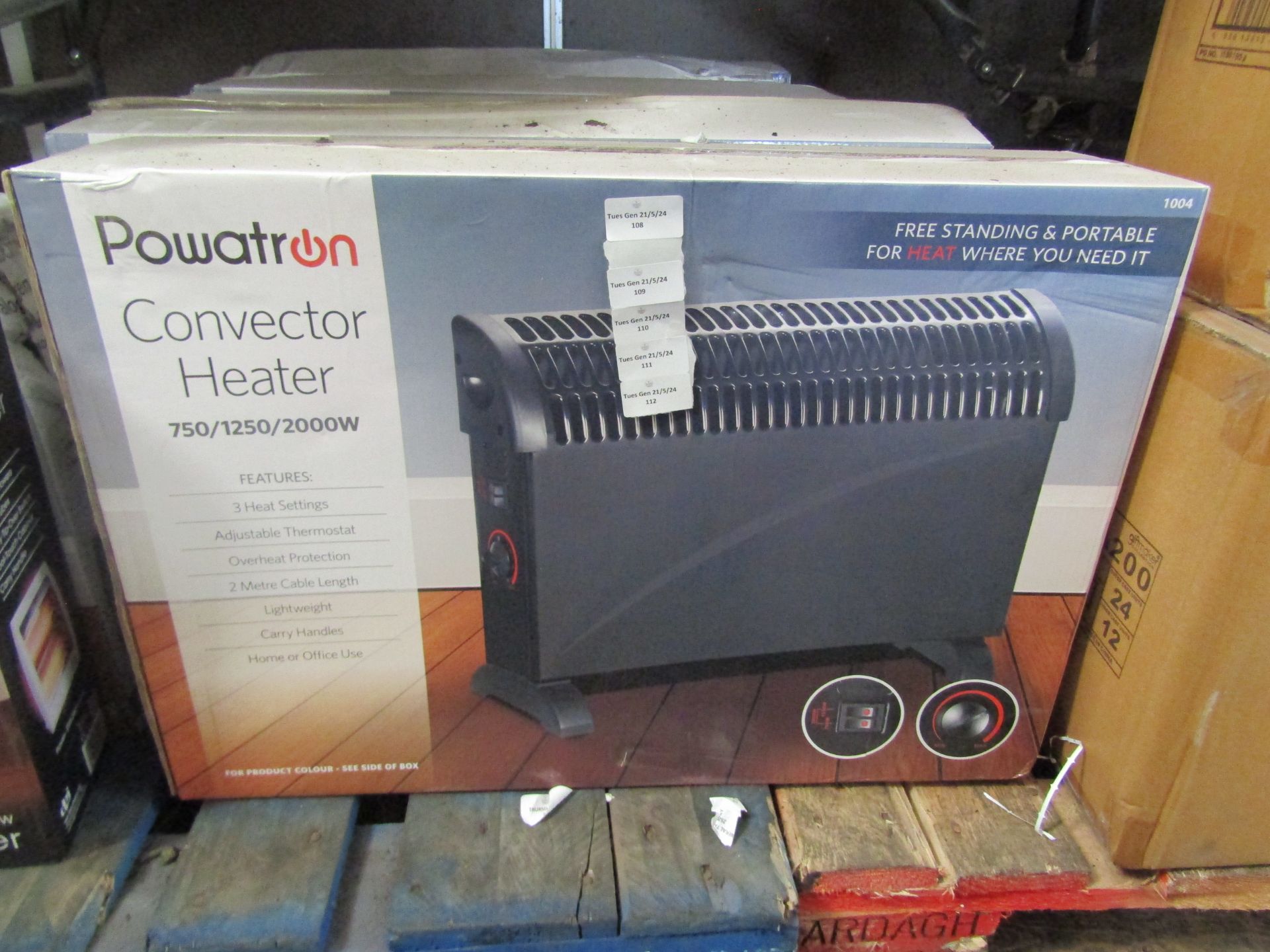 Powatron - Electric Convector Heater 2000w - Untested & Boxed.