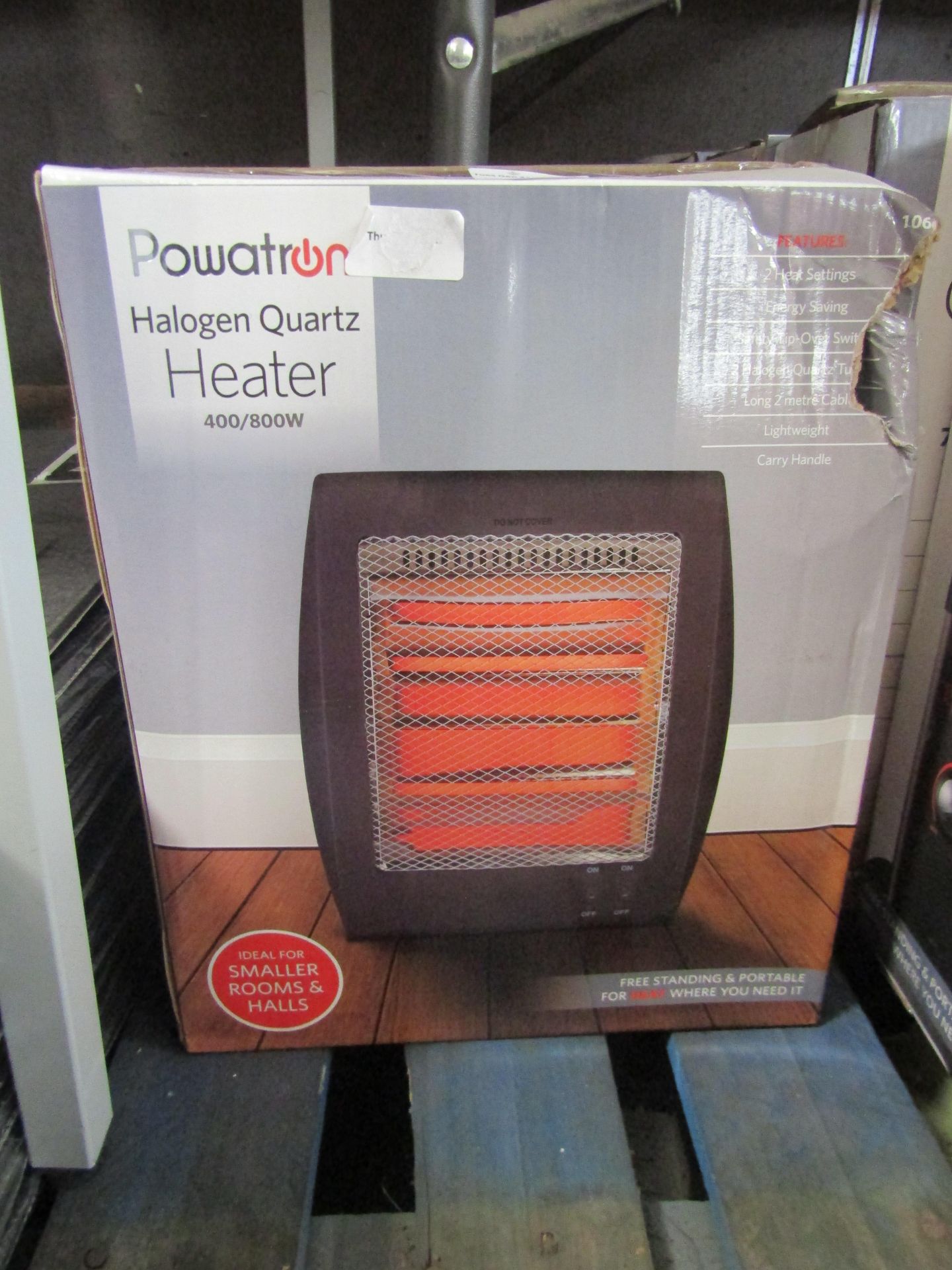 Powatron - Electric Halogen Quartz Heater 800w - Untested & Boxed.