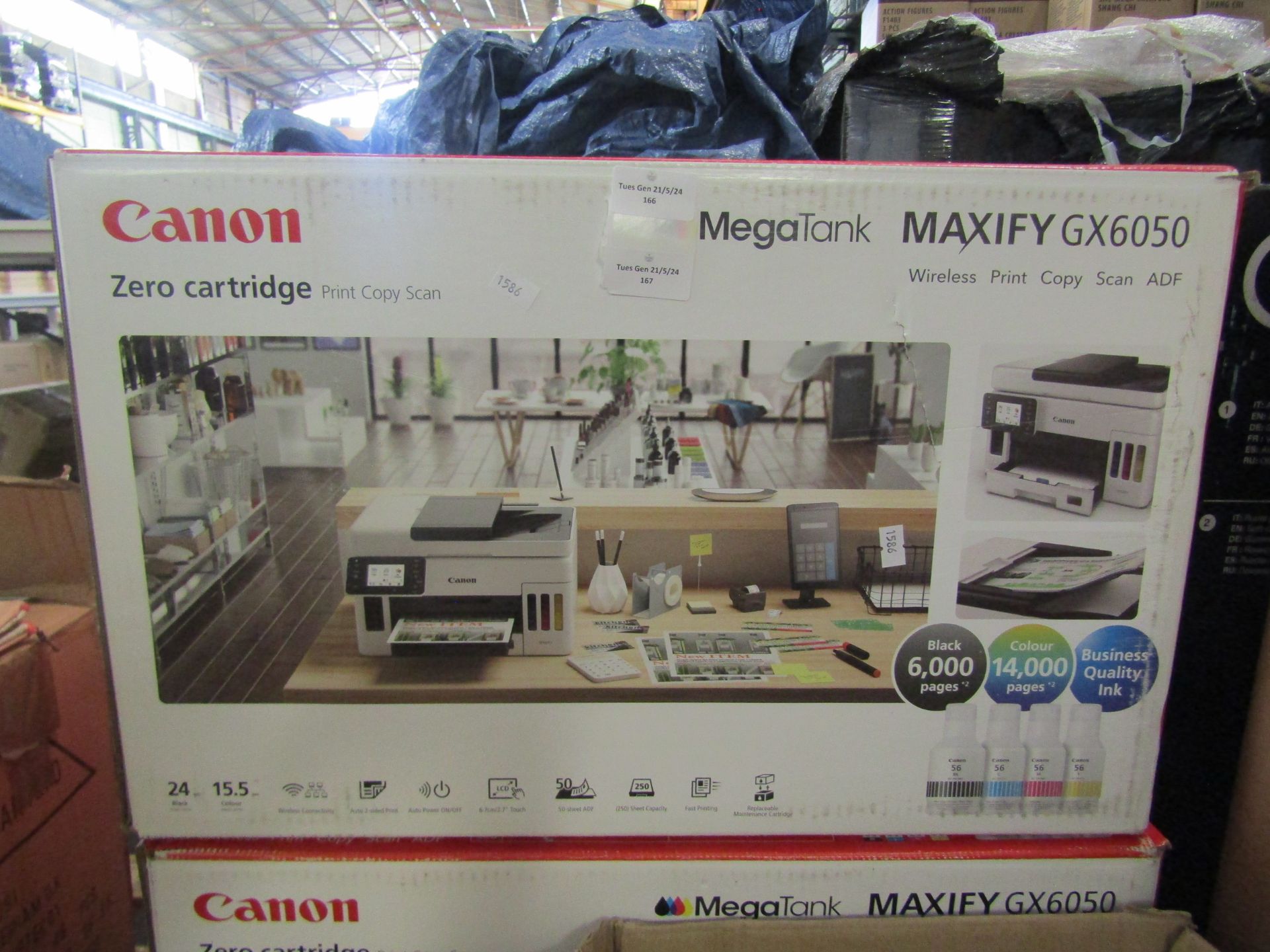 Canon Zero Cartridge Print,Copy, Scan Machine, Megatank Maxify, Model GX6050, Unchecked & Boxed,