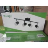 Kimjo - Black Adjustable Angle 4-Way Spotlight Ceiling Light - Boxed.