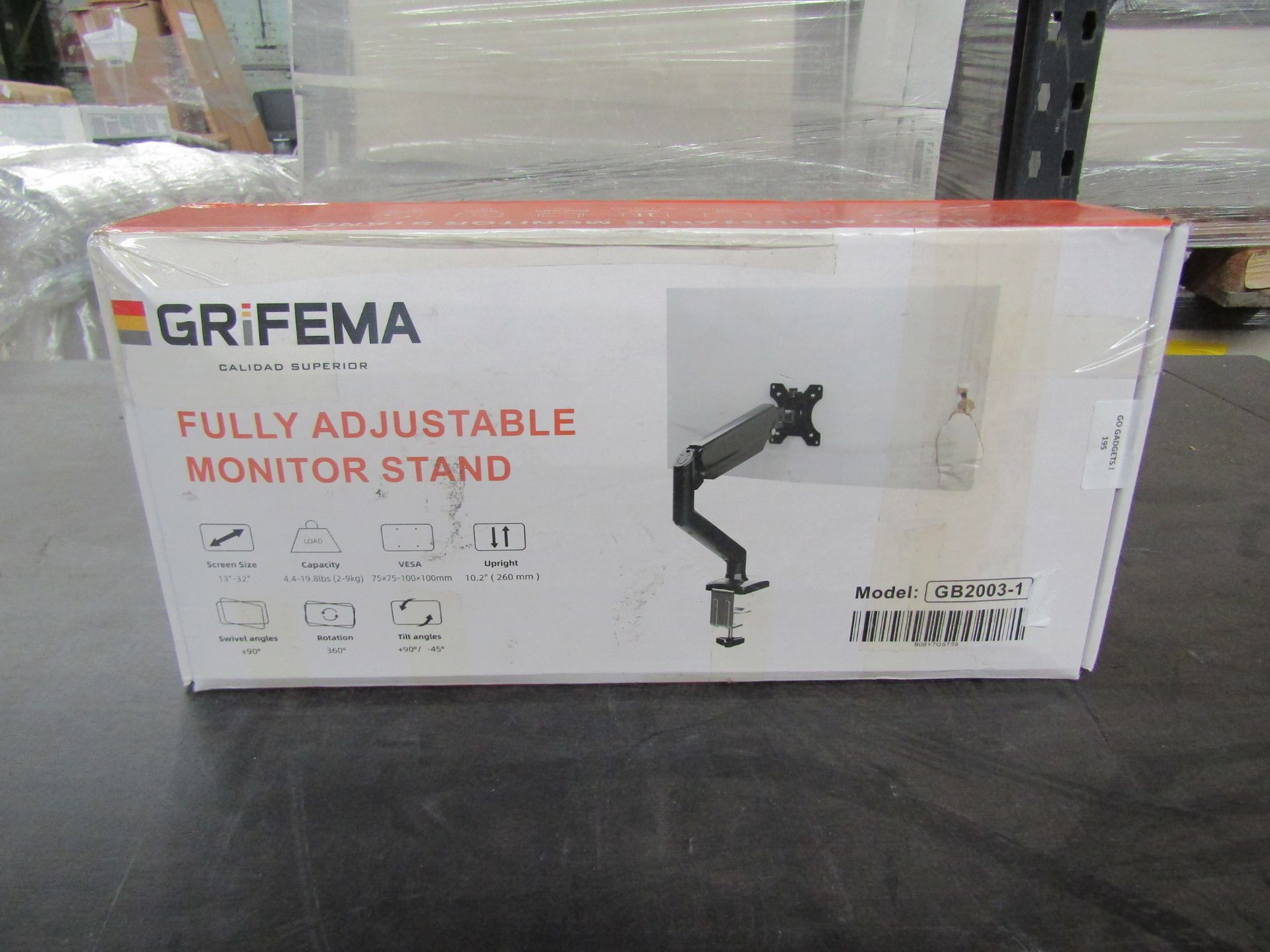 Grifema Fully Adjustable Monitor Stand, Unchecked & Boxed.