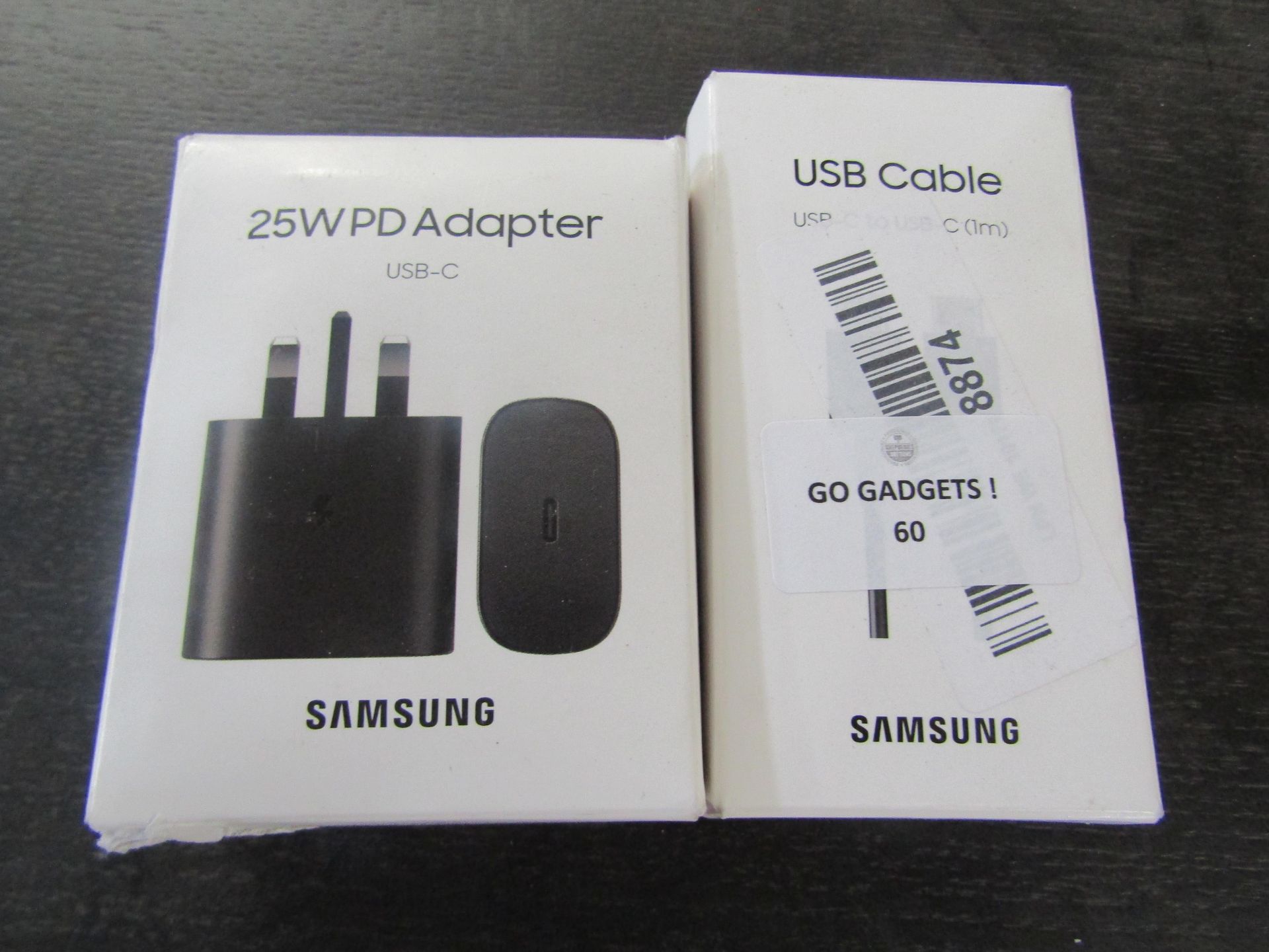 2x Items Being - 1x USB-C To USB-C Cable, 1m - 1x Samsung 25w PD Adapter USB-C - Both Unchecked &