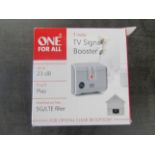 One For All 1-Way TV Signal Booster Up To 23 Db - Unchecked & Boxed.