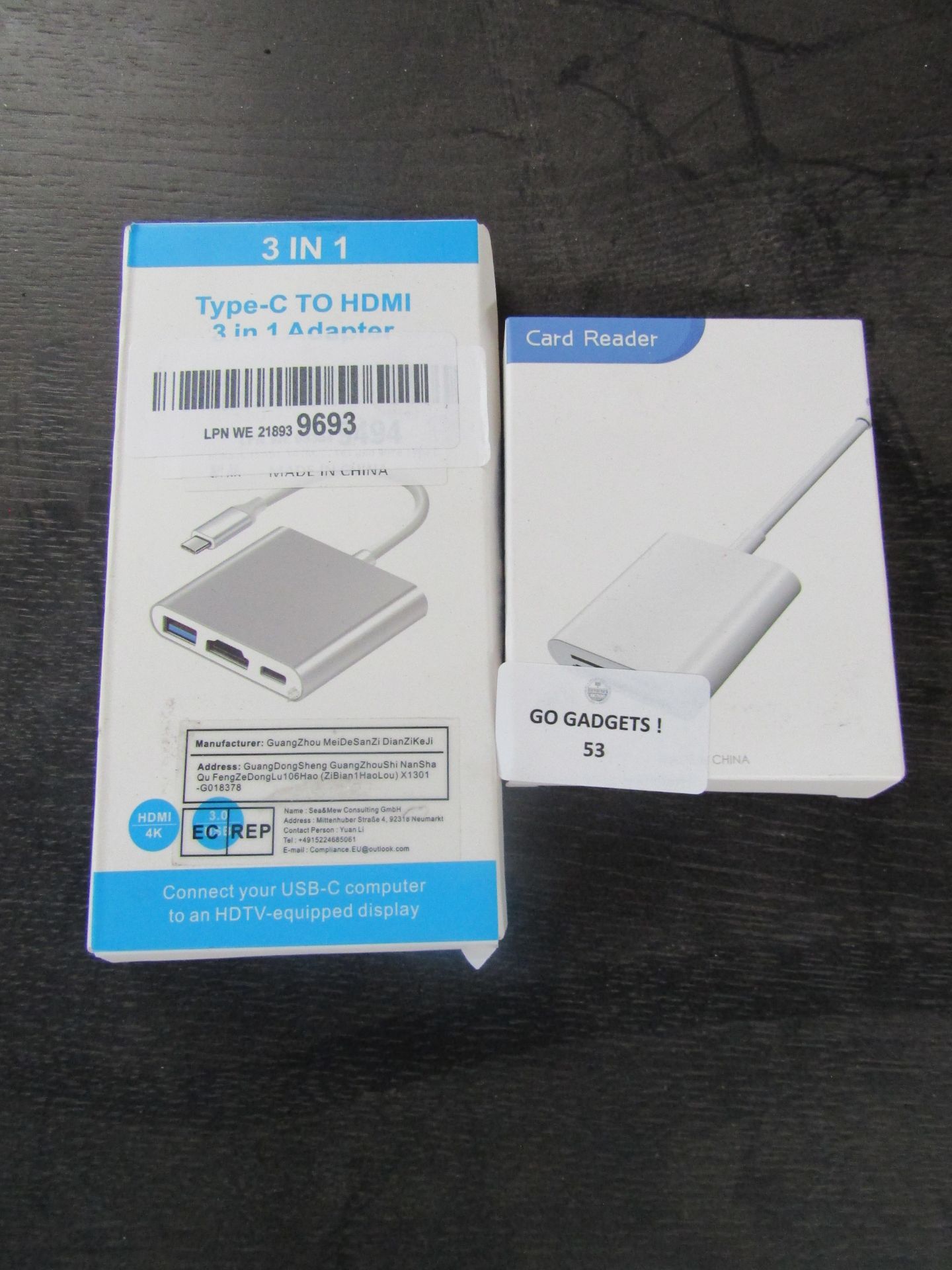 2x Items Being - 1x Card Reader - 1x 3in1 Type-C To HDMI Adapter - Both Unchecked & Boxed.