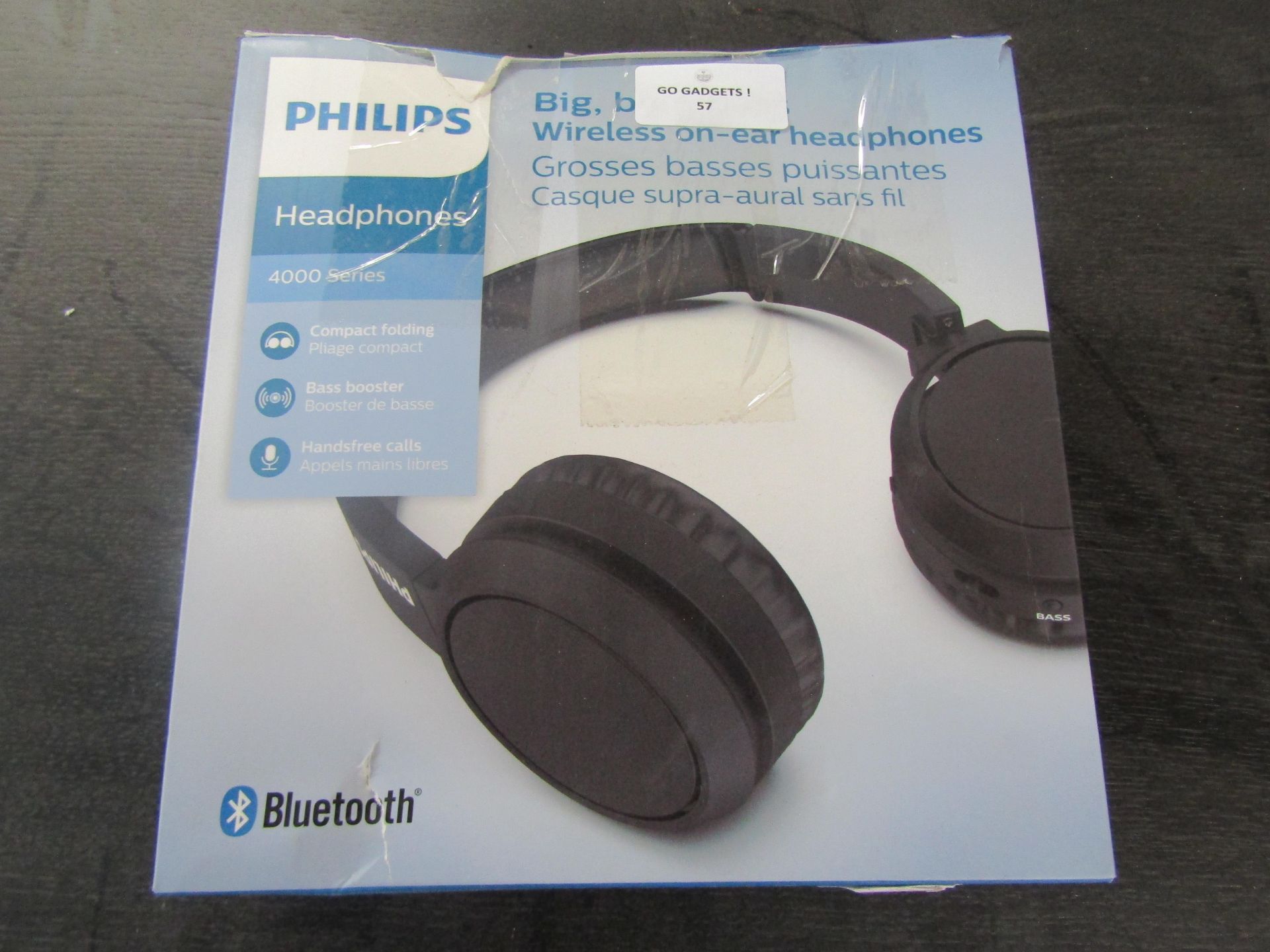 Philips Headphones 4000 Series Wireless On Ear Headphones - Unchecked & Box Damaged.