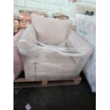 Sofology Layla Armchair in Layla Novak Beige All Over with Chrome Feet RRP 459The Layla range