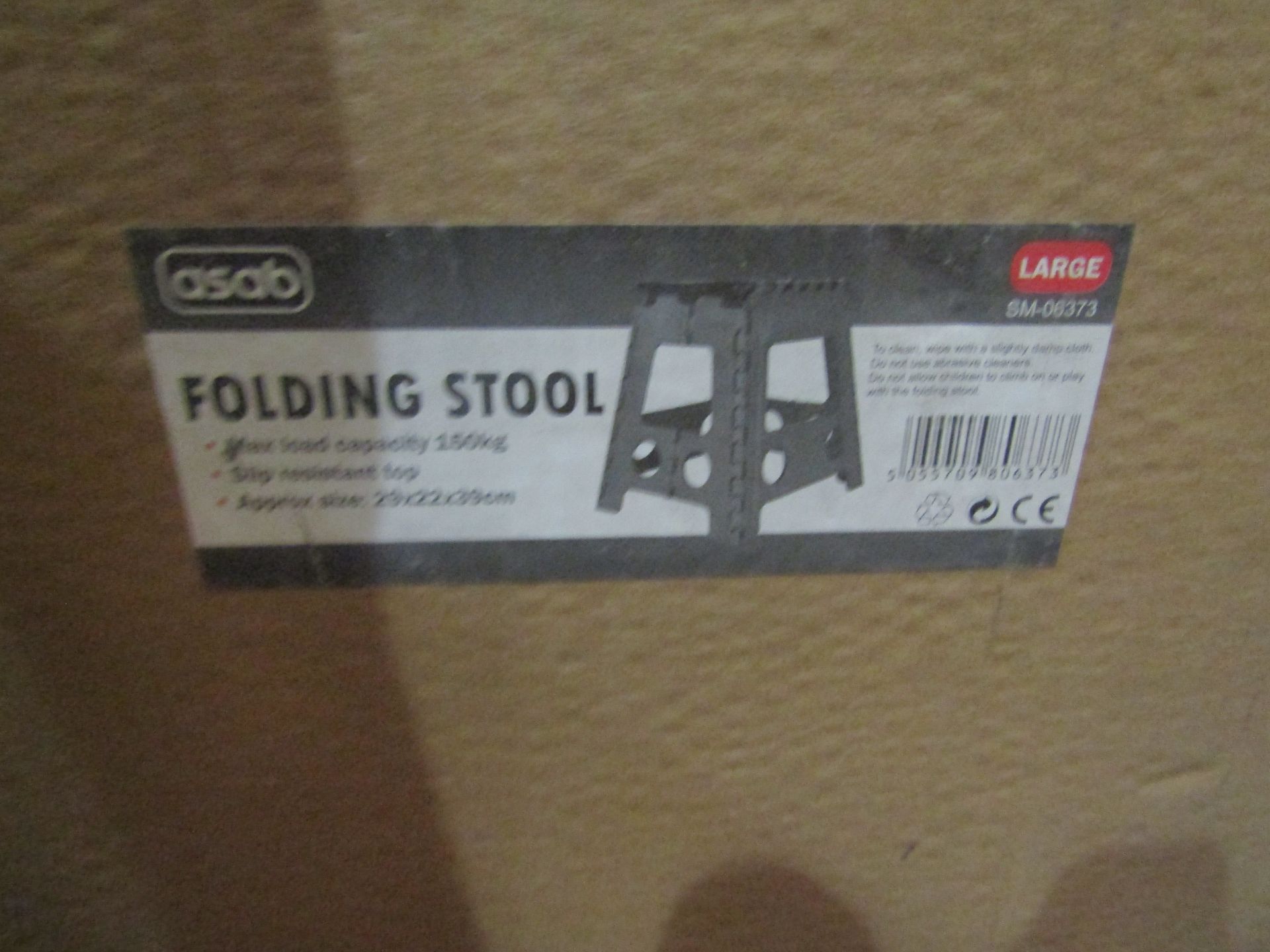 2x Asab Folding Stool, Max Load Capacity 150kg - Unchecked & Boxed.