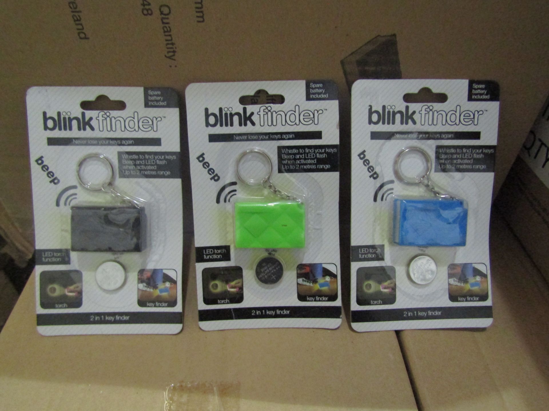 Box Of 48x Blink Finder " Never Loose Your Keys Again " With LED Torch Function, Assorted Colour: