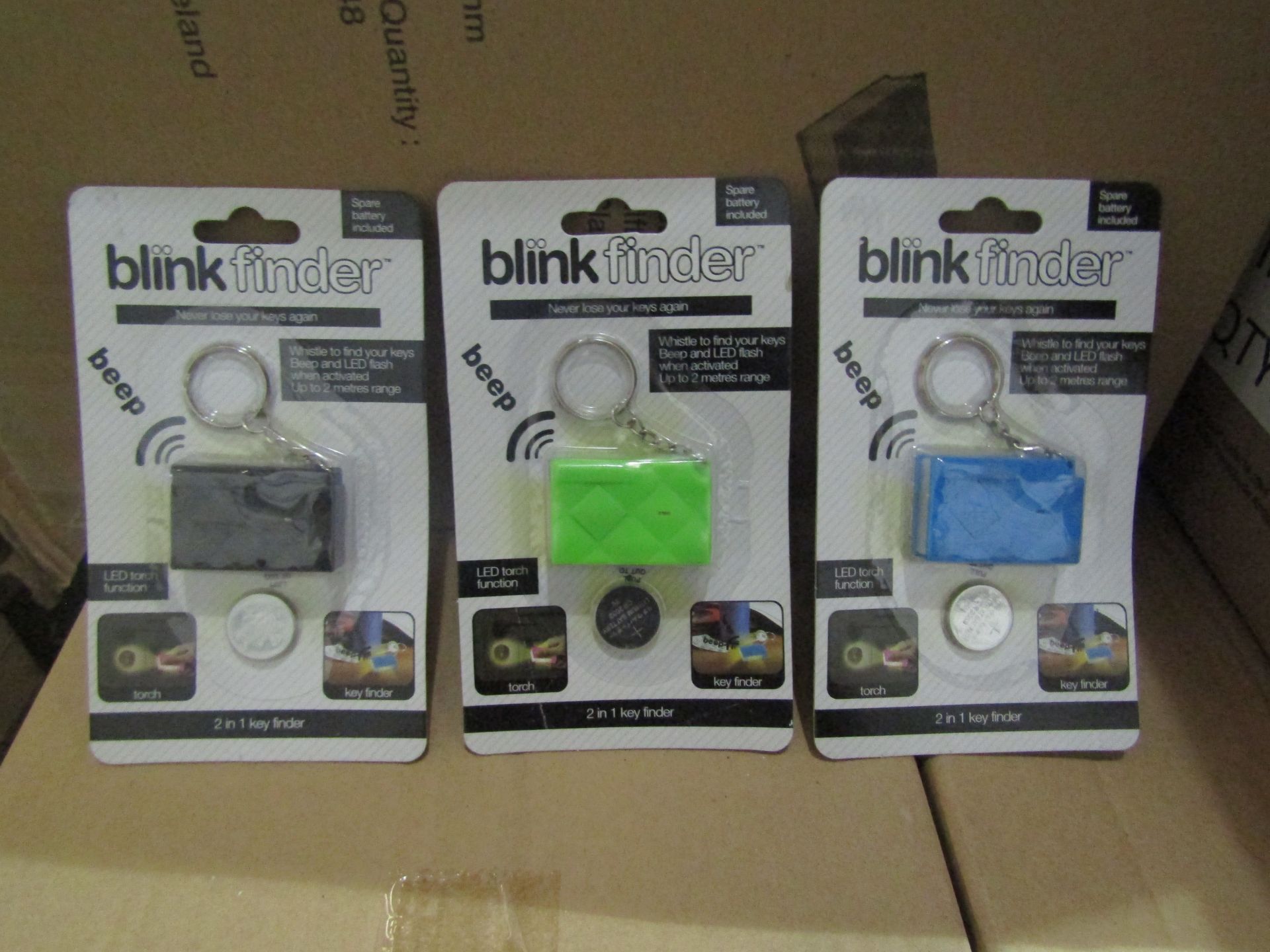 Box Of 48x Blink Finder " Never Loose Your Keys Again " With LED Torch Function, Assorted Colour: