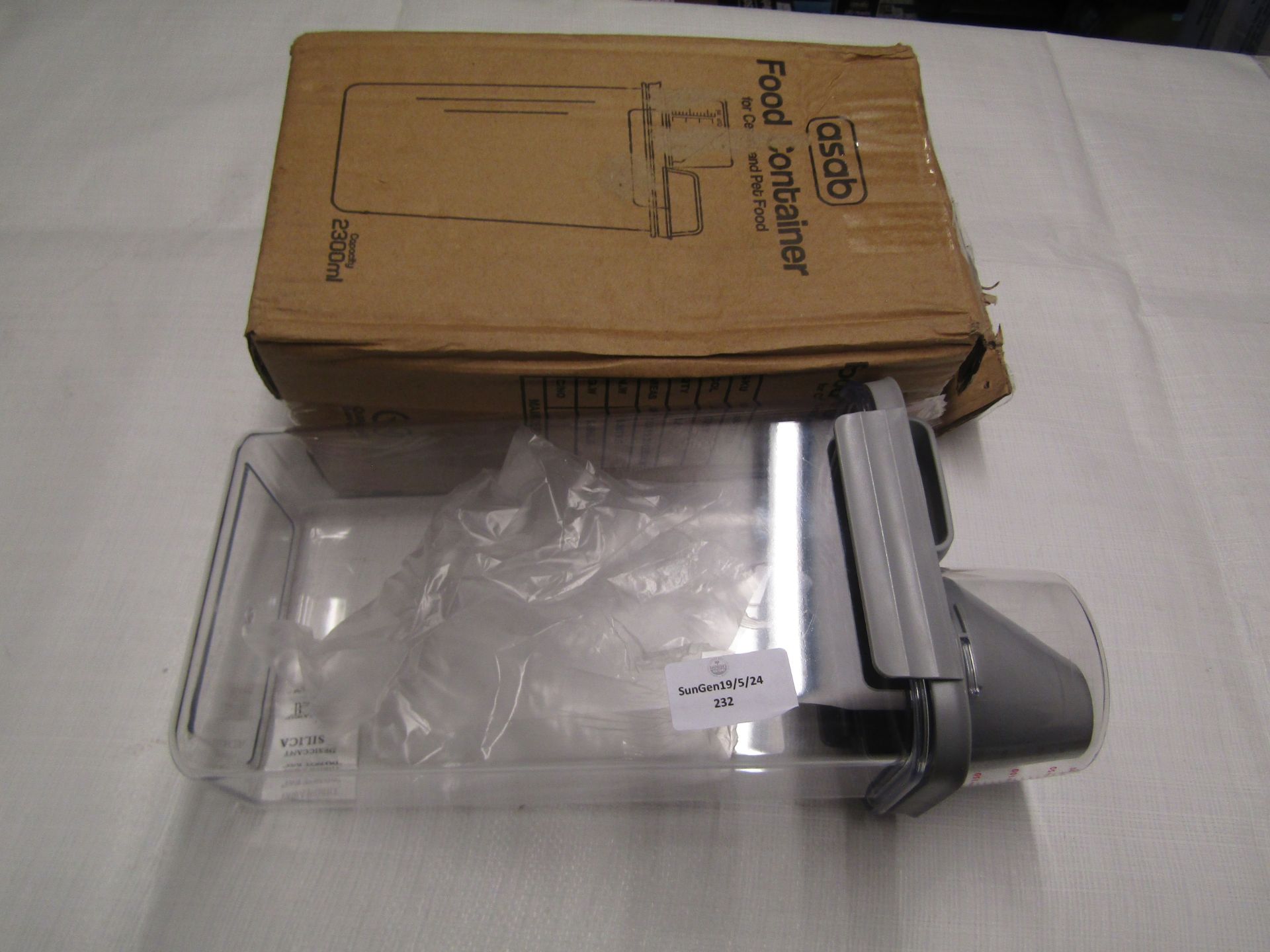 Asab Food Container For Cereal & Pet Foods, Unchecked & Boxed.