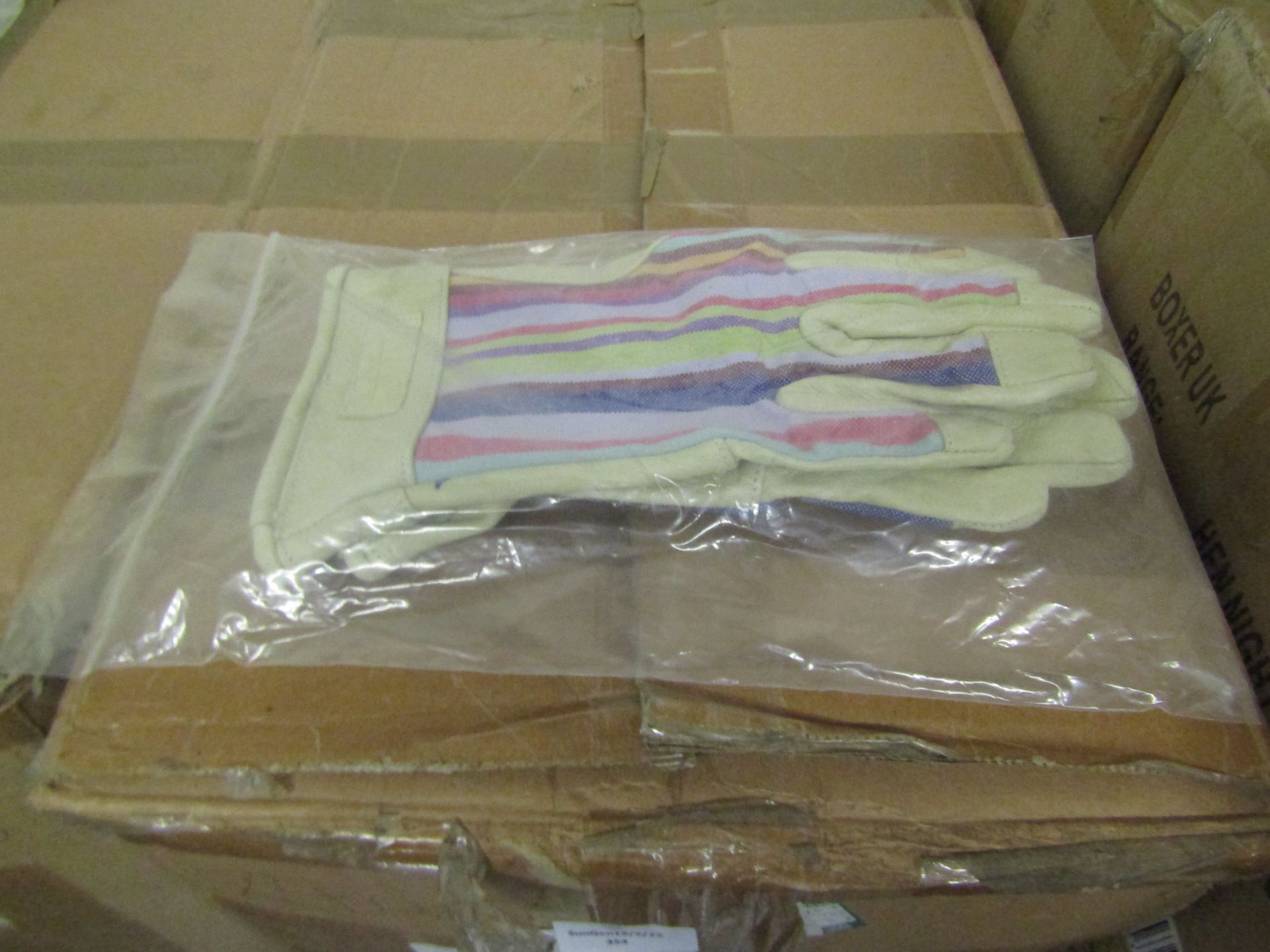 2x Deckchain Stripes-Rainbow Gaunt Gardening Gloves, Size S/M, New & Packaged.