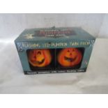 12x Double Led Pumpkin Set, Ceramic With Led Flashing Colours, Unchecked & Boxed.