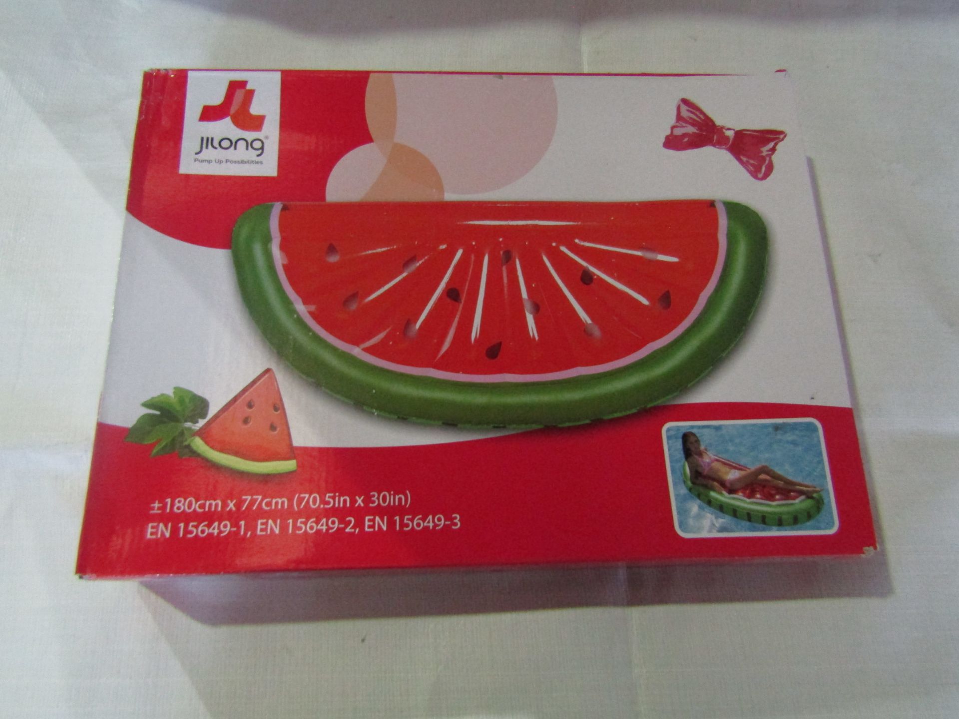 Jilong Pool Inflatable Jumbo Watermelon Slice Mattress, Size: 180x77cm - Unchecked & Boxed.