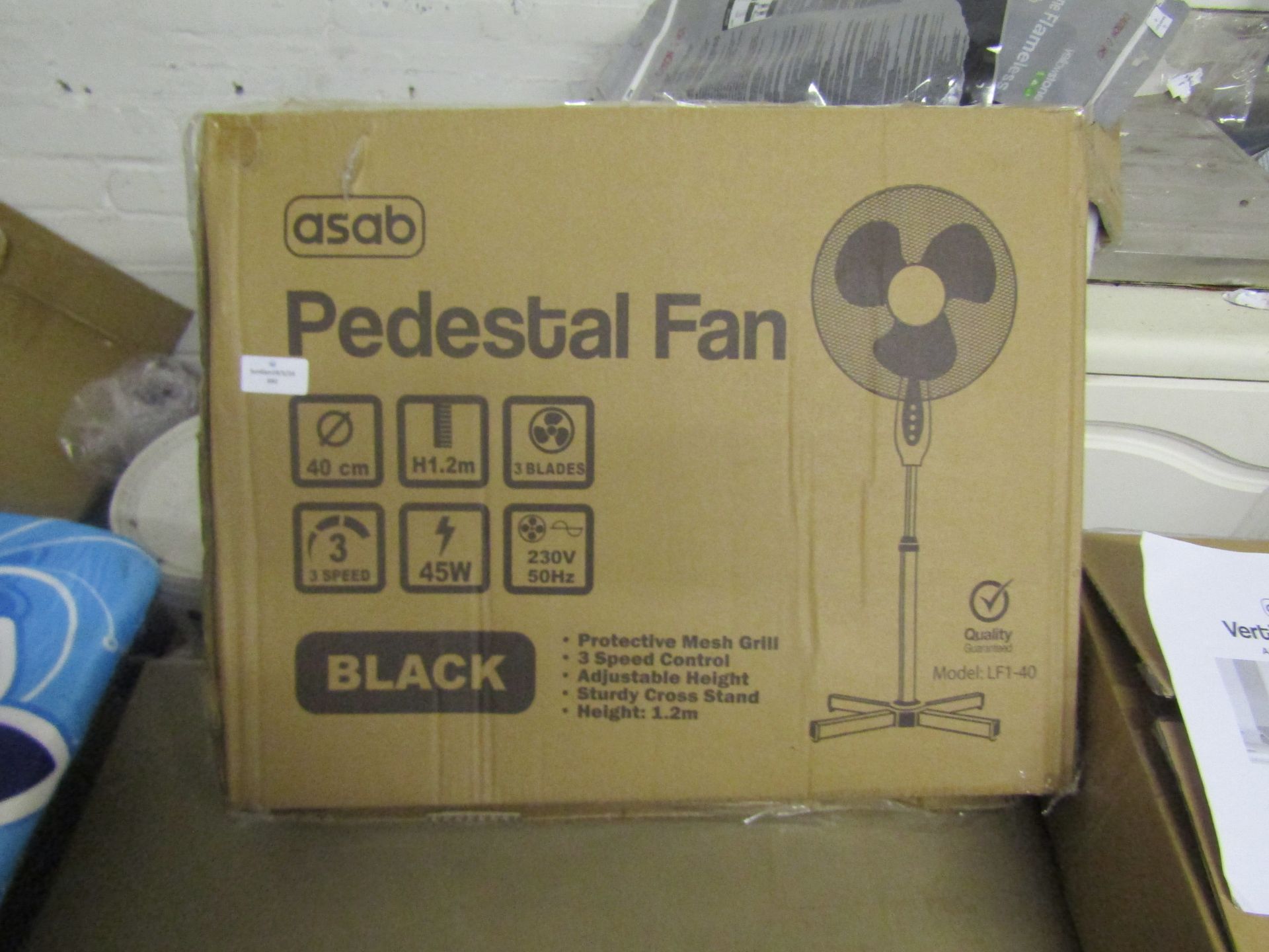 Asab 40cm 3 Speed Control Pedestal Fan - Unchecked & Boxed.